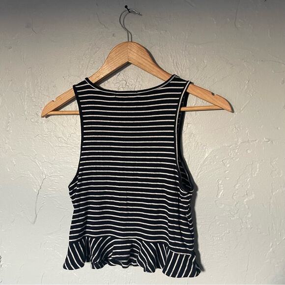 Forever 21 Navy and White Crop Peplum Nautical Tank size Large Fishermancore - Picture 3 of 4